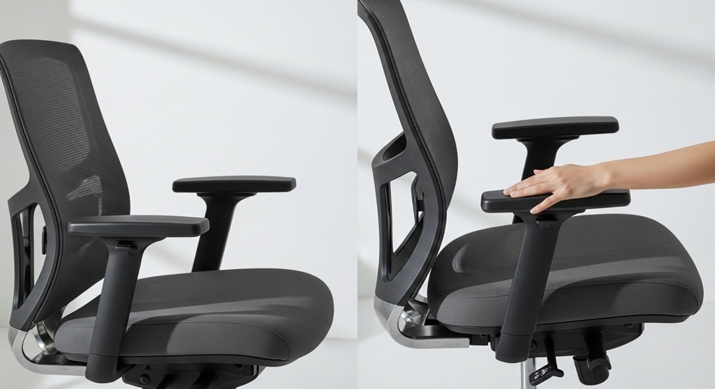 ergonomic office chair with adjustable 3D armrests for desk work